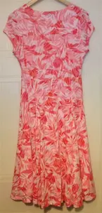 Marks & Spencer M&S Classic Coral Pink Floral Fit & Flare Midi Dress