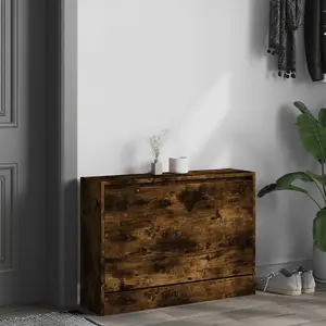 Shoe Cabinet Smoked Oak 80x21x57 cm Engineered Wood