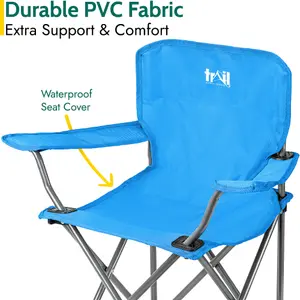 Kids Camping Chair Lightweight Folding Outdoor Childrens Seat With Rucksack Trail - Blue