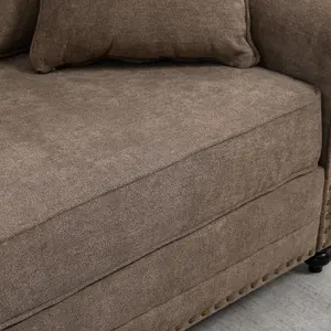 HOMCOM Fabric Sofa 3 Seater Sofa for Living Room w/ Throw Pillow Brown