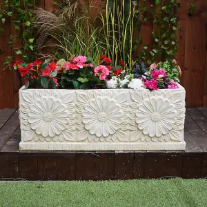 Large Daisy design Stone Planter Trough