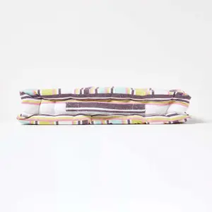 Homescapes Cotton Osaka Green Stripes Floor Cushion, 40 x 40 cm