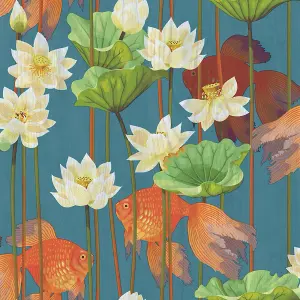 Muriva Blue Tropical 3D effect Embossed Wallpaper