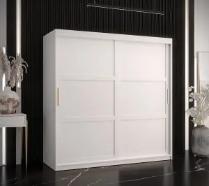 Ramiro I Contemporary 2 Sliding Door Wardrobe 9 Shelves 2 Rails White Matt (H)2000mm (W)1800mm (D)620mm