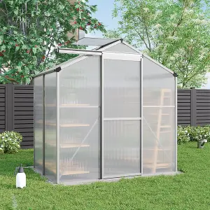 Outdoor Garden Plants Grow House with Aluminium Frame Large Walk-In Green House with Door and Window 6 x 4 ft