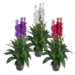 100cm Artificial Cymbidium Orchid Plant - Extra Large - Purple Flowers