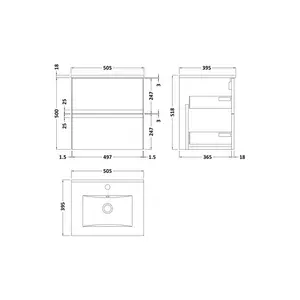 Urban 505mm Wall Hung Single Vanity Unit Satin Grey