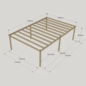 Garden Pergola 6 Posts - Wood - L480 x W720 x H270 cm - Light Green