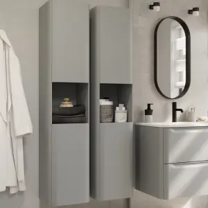 GoodHome Nevado Tall Matt Grey Double Bathroom Column cabinet (H)160cm (W)35cm