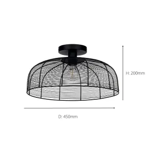 EGLO Rinroe Blac Steel Wire Ceiling Light