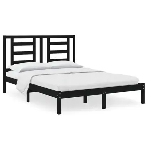 Berkfield Bed Frame Black Solid Wood Pine 140x200 cm