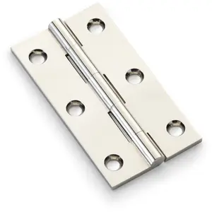 PAIR Solid Brass Cabinet Butt Hinge - 75mm - Polished Nickel Premium Cupboard