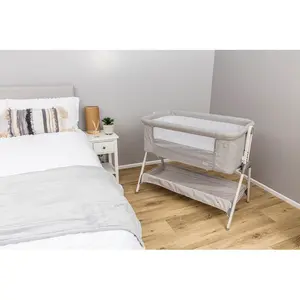 Snoozie Folding Travel Cot with Mattress Light Grey