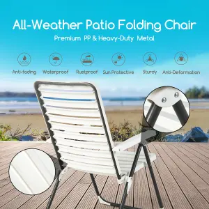 Costway 2 PCS Patio Folding Chair 7-Level Adjustable Reclining Chair All-Weather