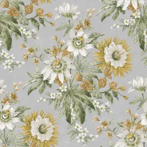 Superfresco Easy Passion Grey & ochre Floral Smooth Wallpaper