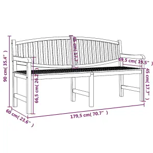 Berkfield Garden Bench 179.5x60x90 cm Solid Teak Wood