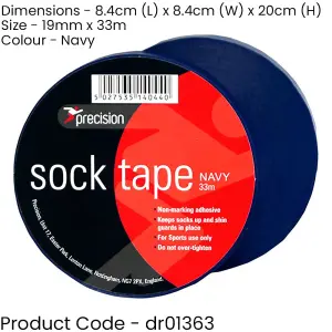 10 PACK - 19mm x 33m NAVY Sock Tape - Football Shin Guard Pads Holder Tape