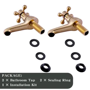 BATHWEST Victorian Pair of Basin Taps Bathroom Sink Taps Mixers Brass Cross Lever Wash