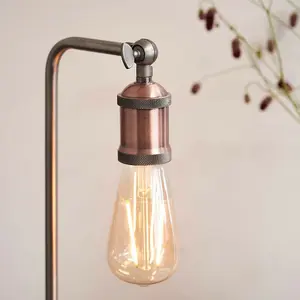 Modern Hangman Table Lamp Aged Copper Pewter Industrial Metal Arm Bedside Light