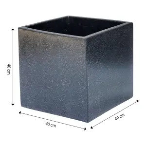 Verve Dark grey Dark grey Square Planter (H)40cm (W)40cm