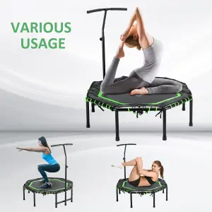 HOMCOM Foldable Trampoline w/ Adjust Handle, Max Load 100 KG - Green