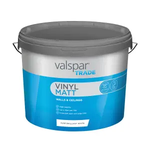 Valspar Trade Pure Brilliant White Vinyl matt Wall & ceiling Emulsion paint, 10L