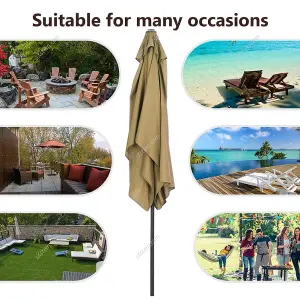 2x3M Khaki Outdoor Garden Patio Crank Tilt Parasol No Base