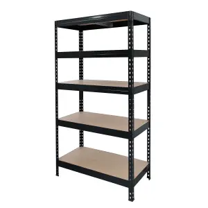 GoodHome Black 5 shelf MDF & steel Shelving unit (H)1800mm (W)970mm