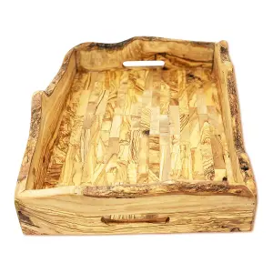 Olive Wood Natural Grained Rustic Kitchen Dining Large Serving Tray 45cm x 29cm