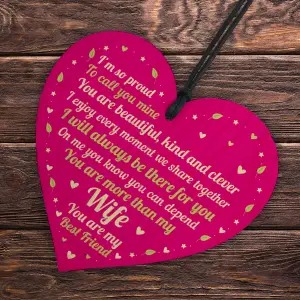 Red Ocean Valentines Gifts Wife Wood Heart Anniversary Birthday Gift For Wife Best Friend Keepsake