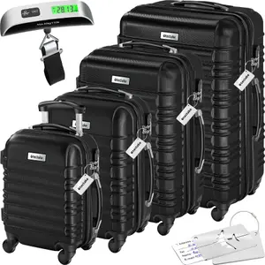 Suitcase Set Mila - 4 hard-shell suitcases, including luggage scales and tags - black