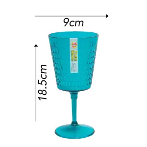 9pc Outdoor Drinks Set Picnic Plastic Wine Glasses Cups Jug Tumblers Pitcher Reusable Drinking Indoor Summer Party Honeycomb Teal