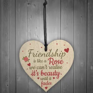 Red Ocean Friendship Gift Best Friend Wooden Heart Sign Thank You Birthday Goodbye Shabby Chic Plaque