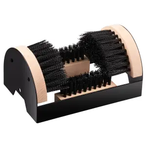 Hardys Outdoor Boot Scraper - Boot, Wellington, Shoe Cleaner, Stiff Bristles, Anti-Rust Coating, Wood and Steel - 23 x 15 x 10cm