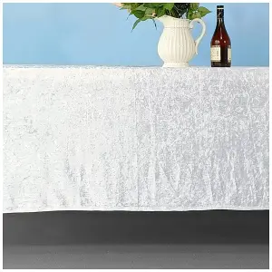 Diamond Velvet Square Tablecloth, White , 54 Inch x 54 Inch