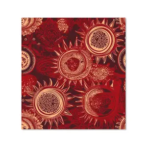 Abstract Red Moon and Sun Premium Glass Kitchen Splashback W700mm x H750mm