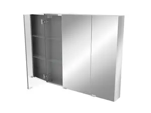 Imandra Tall Matt Silver Mirror effect Triple Bathroom Cabinet Mirrored (H)900mm (W)1000mm