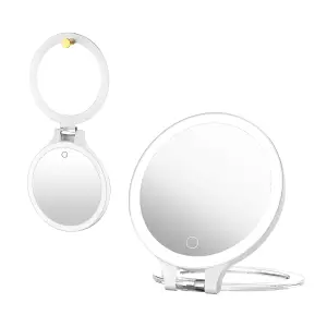 Fascinate Magnifying Mirror 10X 1X Double Sided Magnification Vanity Mirror 3 Colour Setting Adjustable Rotation LED