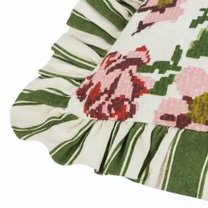 furn. Feeoni Ruffle Ruffled Cotton Feather Rich Cushion