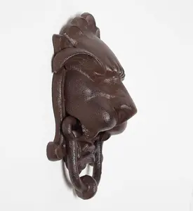 Homescapes Brown Cast Iron Lion Head Traditional Door Knocker