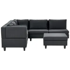 Corner Sofa with Ottoman UNSTAD Black Fabric Right Hand