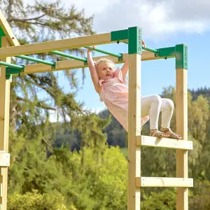 Rebo Wooden Climbing Frame with Swings, 2 Slides, Up & over Climbing wall and Monkey Bars - Cairngorm