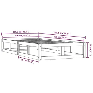 Berkfield Bed Frame Black 100x200 cm Solid Wood