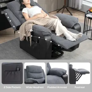 Power Lift Recliner Chair with Remote Control and 2 Side Pockets, Dark Grey