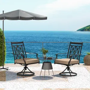 Costway 2 Piece Patio Metal Swivel Chairs Outdoor Bistro Dining Chair Set w/ Soft Cushion