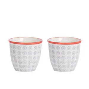 Nicola Spring - Hand-Printed Plant Pots - 14cm - Purple - Pack of 2