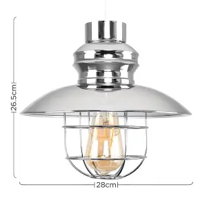 ValueLights Penglai Silver Ceiling Pendant Shade and E27 Pear LED 4W Warm White 2700K Bulb