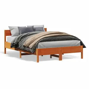 Berkfield Bed Frame without Mattress Wax Brown 150x200 cm King Size Solid Wood Pine