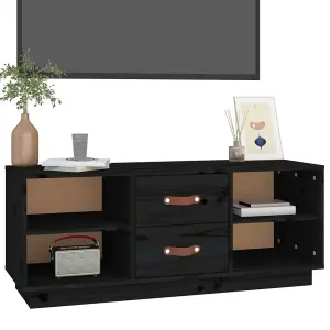 Berkfield TV Cabinet Black 100x34x40 cm Solid Wood Pine