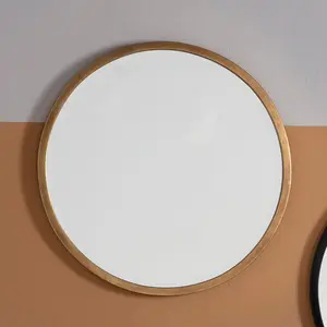 Thora Metal Flat Wall Mirror Higgins Round Mirror Black / 60cm H x 60cm W